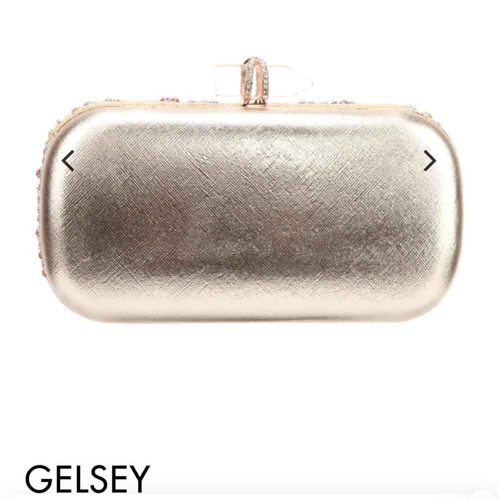 Nina Crystal Embellished Minaudiere Gelsey Clutch/Crossbody Chain Bag - Picture 12 of 15